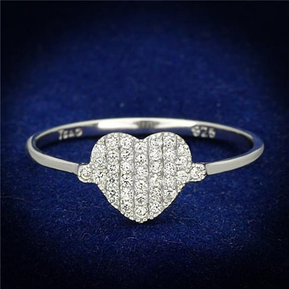 Alamode TS133-9 Women Rhodium 925 Sterling Silver Ring with AAA Grade CZ in Clear - Size 9