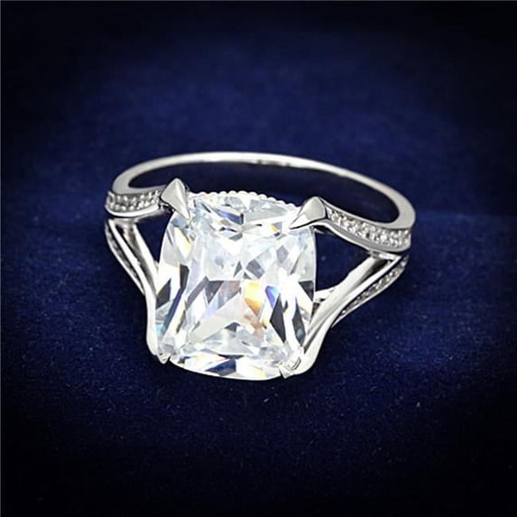 Alamode TS174-6 Women Rhodium 925 Sterling Silver Ring with AAA Grade CZ in Clear - Size 6
