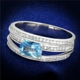 thumbnail image 1 of Alamode TS344-6 Women Rhodium 925 Sterling Silver Ring with Synthetic in Sea Blue - Size 6, 1 of 1