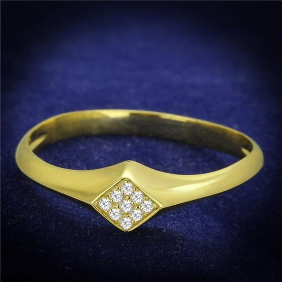 Alamode TS406-7 Women Gold 925 Sterling Silver Ring with AAA Grade CZ in Clear - Size 7