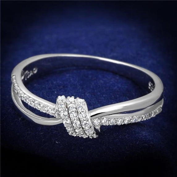 Alamode TS435-8 Women Rhodium 925 Sterling Silver Ring with AAA Grade CZ in Clear - Size 8