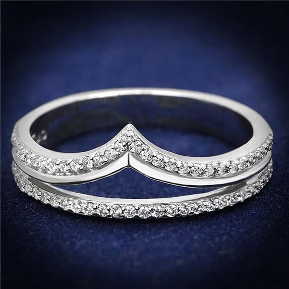 Alamode TS582-6 Women Rhodium 925 Sterling Silver Ring with AAA Grade CZ in Clear - Size 6