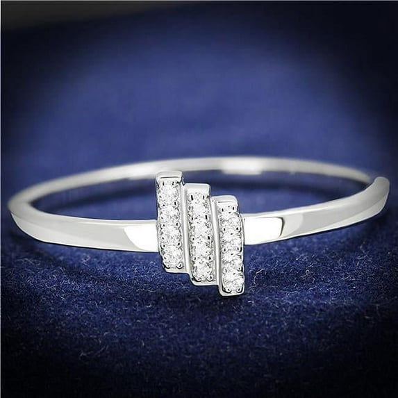 Alamode TS584-8 Women Rhodium 925 Sterling Silver Ring with AAA Grade CZ in Clear - Size 8