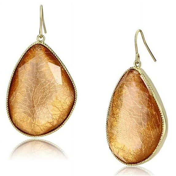 Alamode VL071 Women IP Gold Brass Earrings with Synthetic in Orange