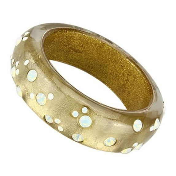 Alamode VL091-8 8 in. Resin Bangle with Top Grade Crystal, Rainbow Effect Aurora Borealis
