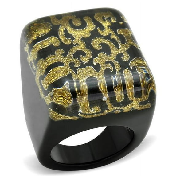 Alamode VL112-5 Women Resin Ring with No Stone in Topaz - Size 5