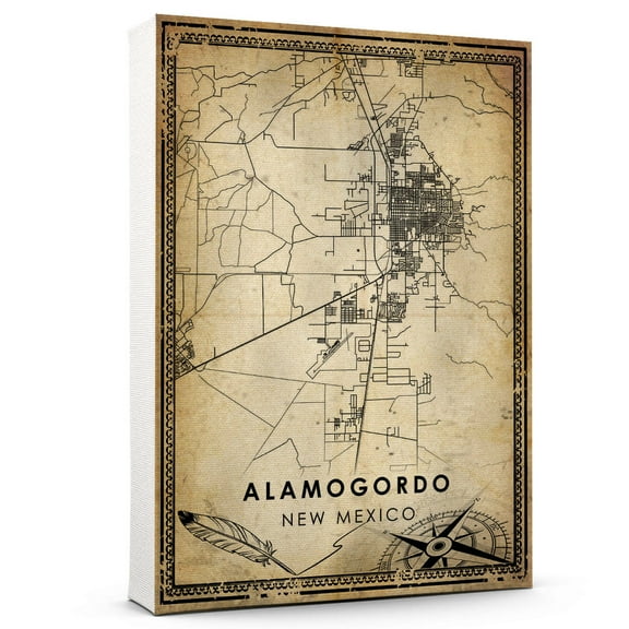 Alamogordo Vintage Map Prints Canvas, New Mexico Map Art Canvas, Canvas, Alamogordo Map City style vintage Canvas , Canvas Wall Art, Street Map Artwork Canvas