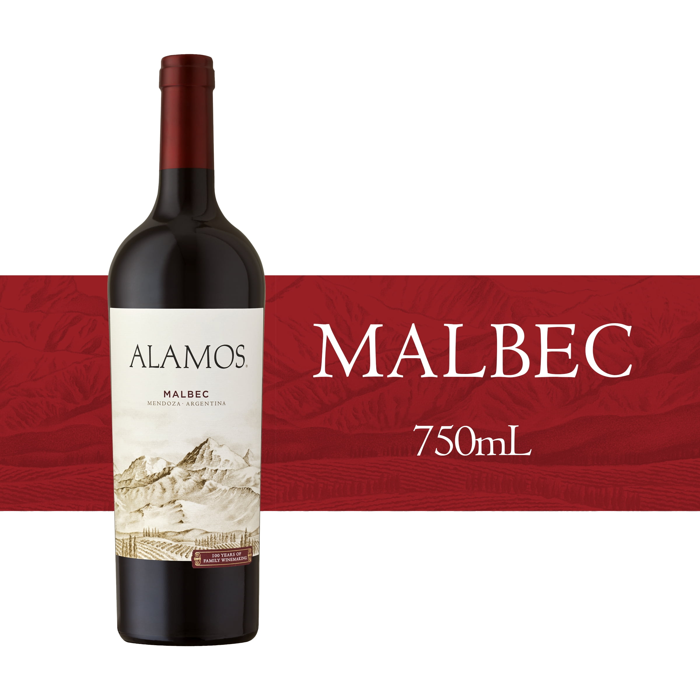 Alamos Malbec Argentina Red Wine, 750ml Glass Bottle