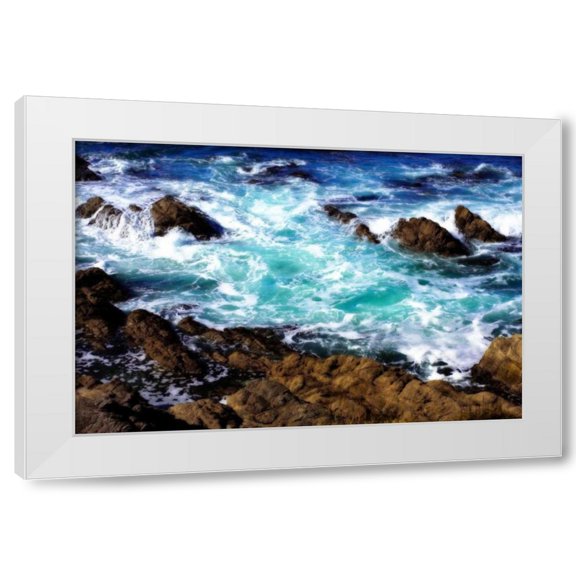 Alan Hausenflock 14x11 White Modern Wood Framed Wall Art Titled - Churning Surf I