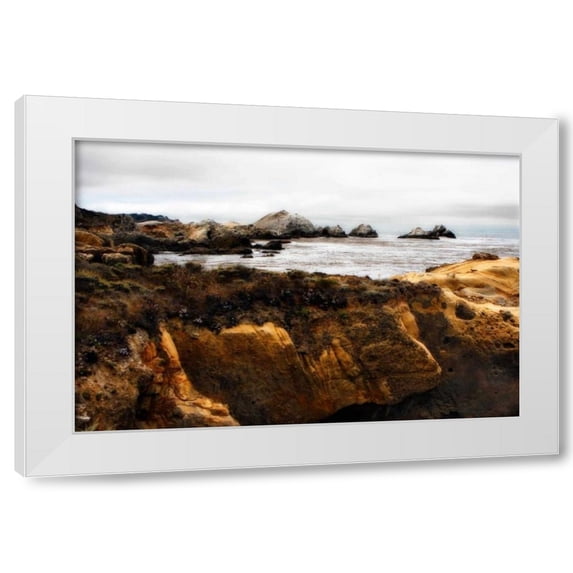 Alan Hausenflock 14x11 White Modern Wood Framed Wall Art Titled - Sand Hill Cove IV