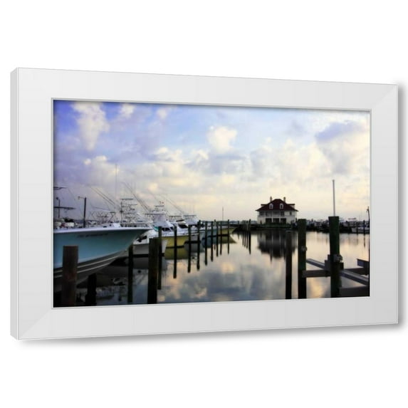Alan Hausenflock 18x13 White Modern Wood Framed Wall Art Titled - Atlantic Beach Marina I