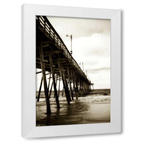 Alan Hausenflock 23x32 White Modern Wood Framed Wall Art Titled - Triple S Pier II