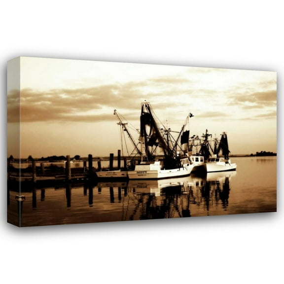 Alan Hausenflock 24x17 Gallery Wrapped Canvas Wall Art Titled - Beaufort Shrimpers