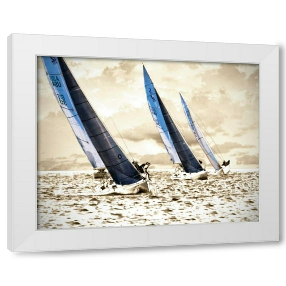 Alan Hausenflock 24x20 White Modern Wood Framed Wall Art Titled - Racing Waters II