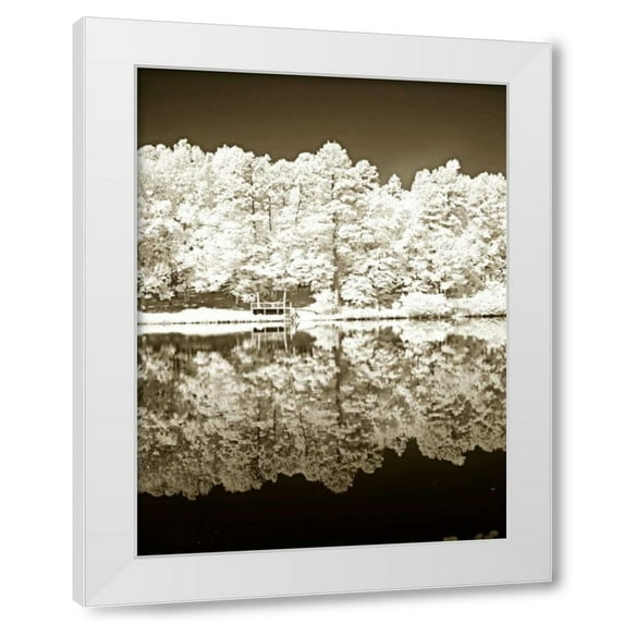 Alan Hausenflock 25x32 White Modern Wood Framed Wall Art Titled - Ayers Lake II