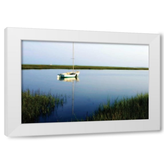 Alan Hausenflock 32x23 White Modern Wood Framed Wall Art Titled - A Still Morning I