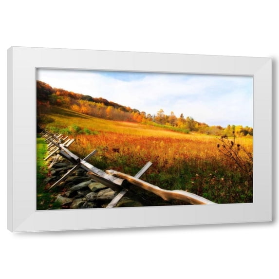 Alan Hausenflock 4x24 White Modern Wood Framed Wall Art Titled - Fire Ridge I