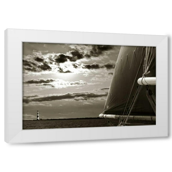 Alan Hausenflock 4x24 White Modern Wood Framed Wall Art Titled - Past the Light II