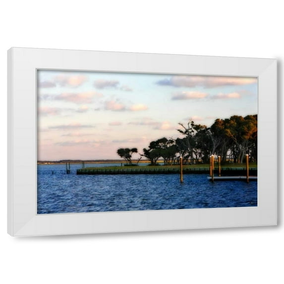 Alan Hausenflock 4x24 White Modern Wood Framed Wall Art Titled - Sunset in the Channel I