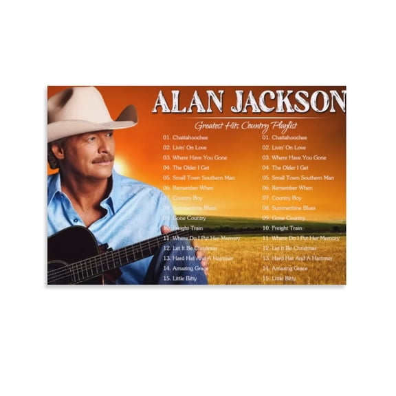 Alan Jackson Art Country Singer Poster (13) Wall Art Poster Scroll Canvas Painting Picture Living Room Decor Home 12x18inch(30x45cm)