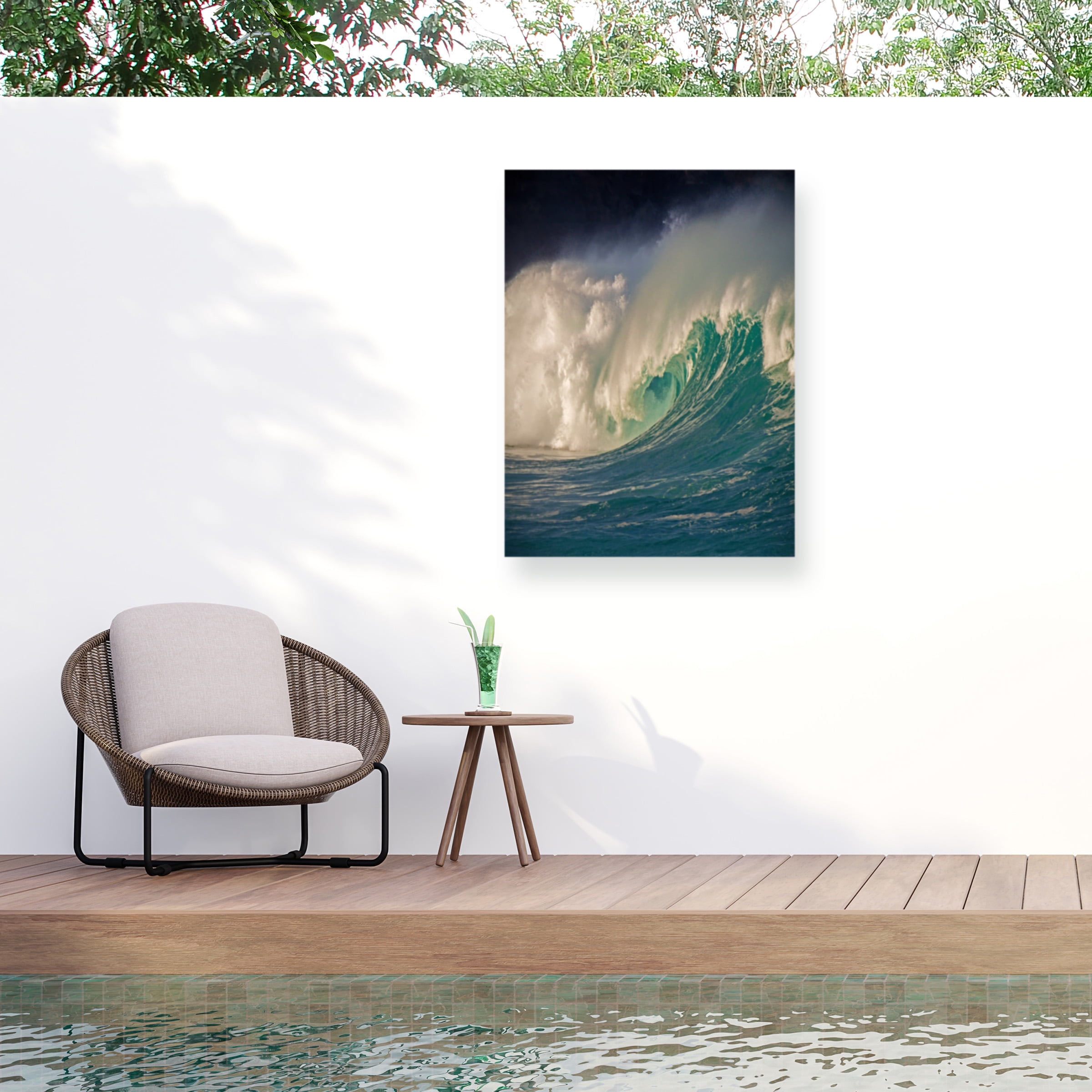 Alan Klu 'Waimea, Oahu' Blue and White Outdoor Canvas Print