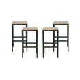 thumbnail image 1 of Alan Outdoor Modern Industrial Acacia Wood Bar Stools, Set of 4, Teak, Black, 1 of 7