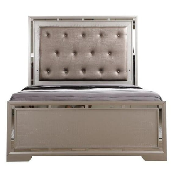 Alana Glam Panel Bed, Silver Champagne - King Size