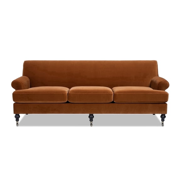 Alana Lawson Three-Cushion Tightback Sofa, Burnt Orange Performance Velvet