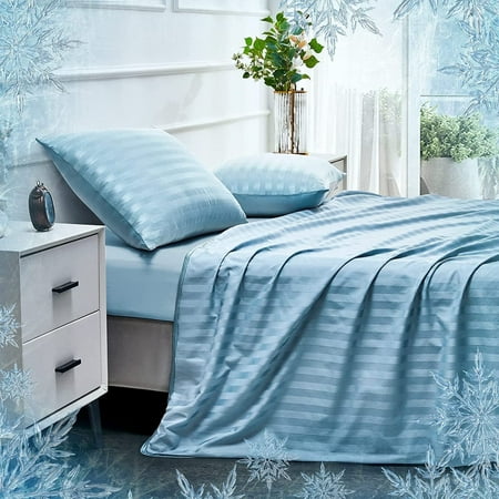 Alanda Cooling Blanket for Hot Sleepers, Arc-Chill Q-Max>0.5 Double Cooling Sided Stylish Revolutionary Cold Blankets, Lightweight Summer Blanket Queen Size, Blue, 79" x 86"