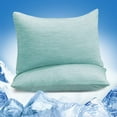 thumbnail image 1 of Alanda Cooling Pillowcase King Size, Dual-Sided with Cooling & Cotton Design, Breathable & Skin-Friendly Zippered Pillowcase for All-Season Use, 2 Pack, Green, 20"x 36", 1 of 7