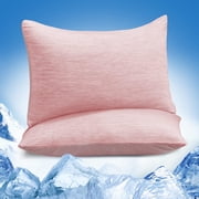 Alanda Cooling Pillowcase Standard Size, Arc-Chill Cooling Pillowcase Cooling & Cotton Design, Breathable Skin-Friendly Zipperd Summer Pillowcase, 2 Pack, Pink, 20"x 26"