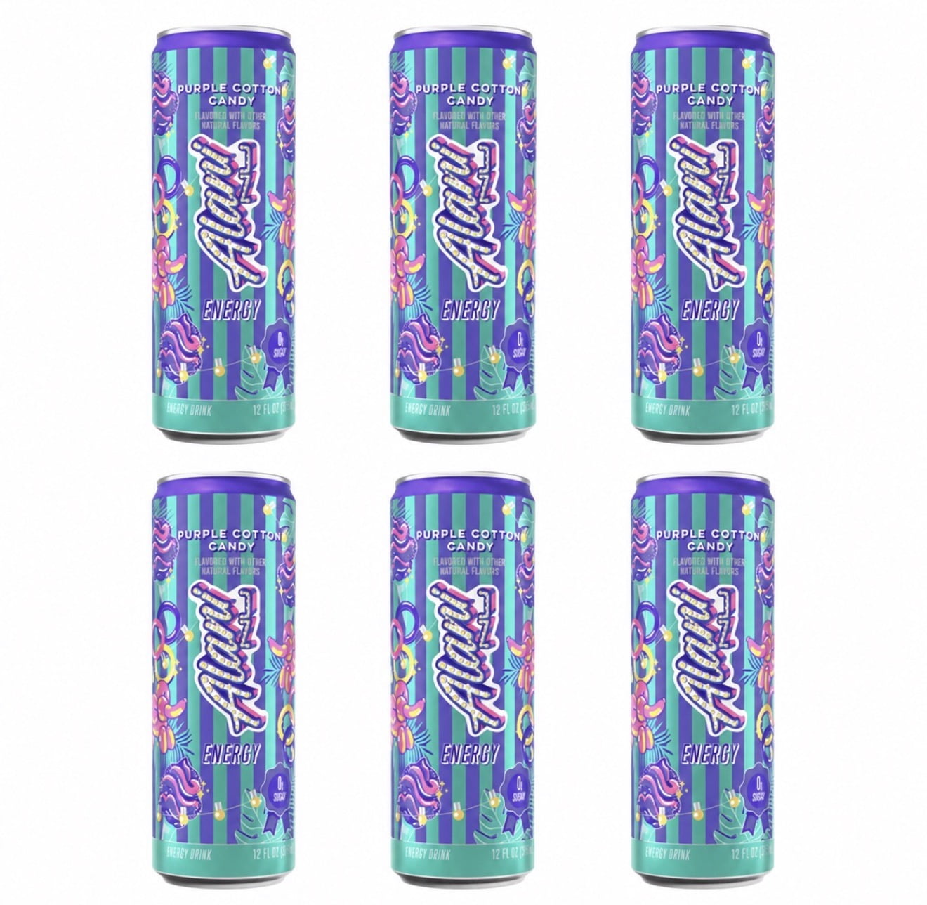 Alani Energy Drink Purple Cotton Candy 6 Count 12 fl oz