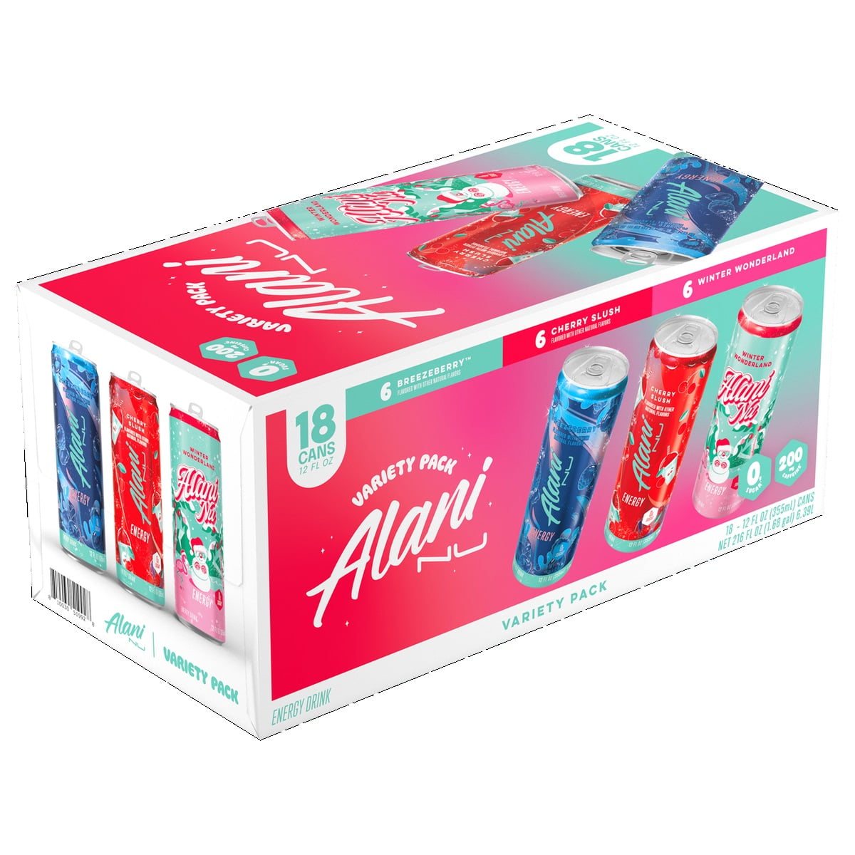 Alani Nu Energy Drinks Winter Wonderland Cherry Slush and Breezeberry - 12 fl oz (18 Pack) Limited Edition