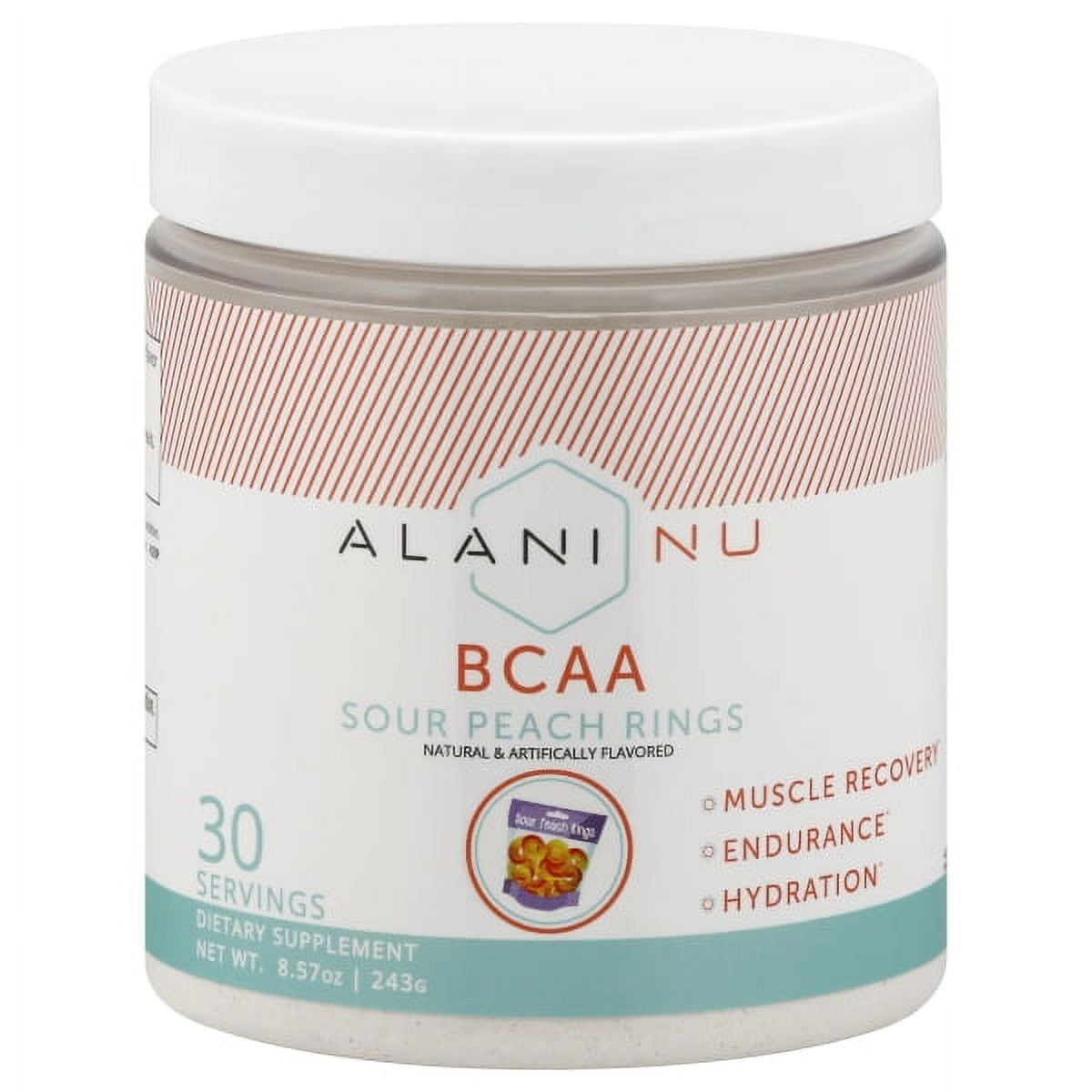 Alani Nu BCAA SOUR PEACH RING Branch Chain Essential Amino Acids 211 Formula Supplement