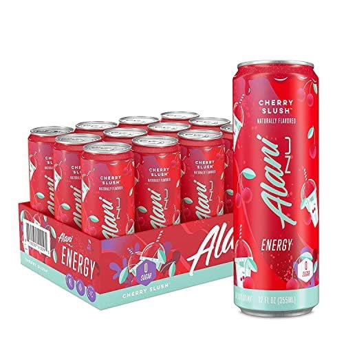 Alani Nu CHERRY SLUSH Ice Sugar Free, Low Calorie Energy Drinks  200mg Caffeine  Antioxidants  Biotin, B Vitamins  Zero Sugar  15 Calories or Less  12 Oz Cans  12 Count