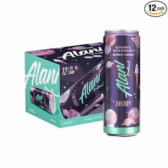 Alani Nu COSMIC STARDUST, Sugar Free, Low Calorie Energy Drinks, 200mg Caffeine, Biotin, B Vitamins, Zero Sugar, 10 Calories, 12 Fl Oz Cans, 12 Pack,pack of 1.