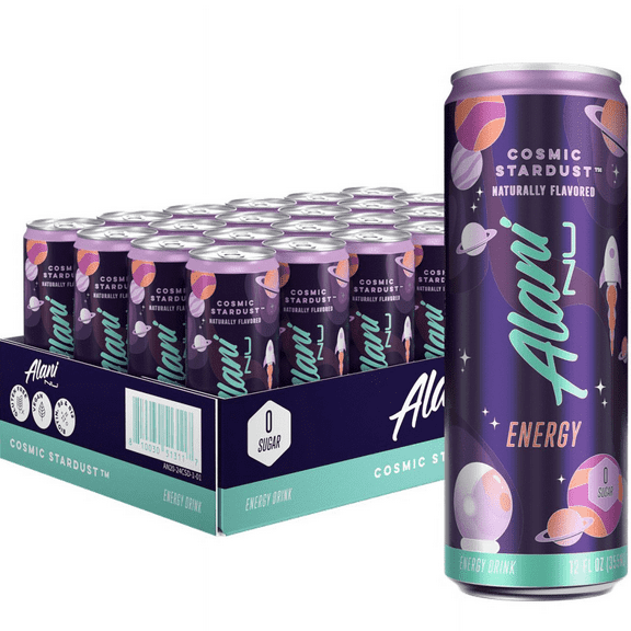 Alani Nu Sugar Free Energy Drink, Cosmic Stardust, 12 fl oz, 24 Pack, Cans, 200mg Caffeine