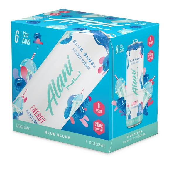 Alani Nu Sugar Free Energy Drink, Blue Slush, 12 fl oz, 6 pack, Cans, 200mg Caffeine