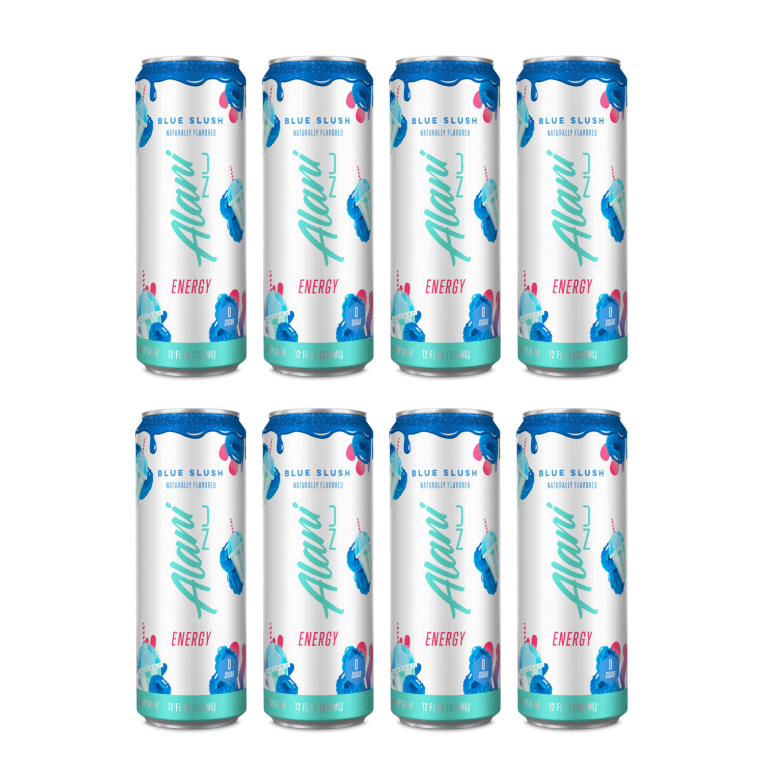 Alani Nu Energy Drink Blue Slush Flavor 12 fl oz Cans, 8 Pack Low Calorie Sugar Free Energy Beverage