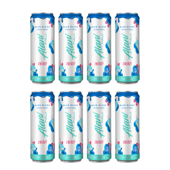 Alani Nu Energy Drink Blue Slush Flavor 12 fl oz Cans, 8 Pack Low Calorie Sugar Free Energy Beverage
