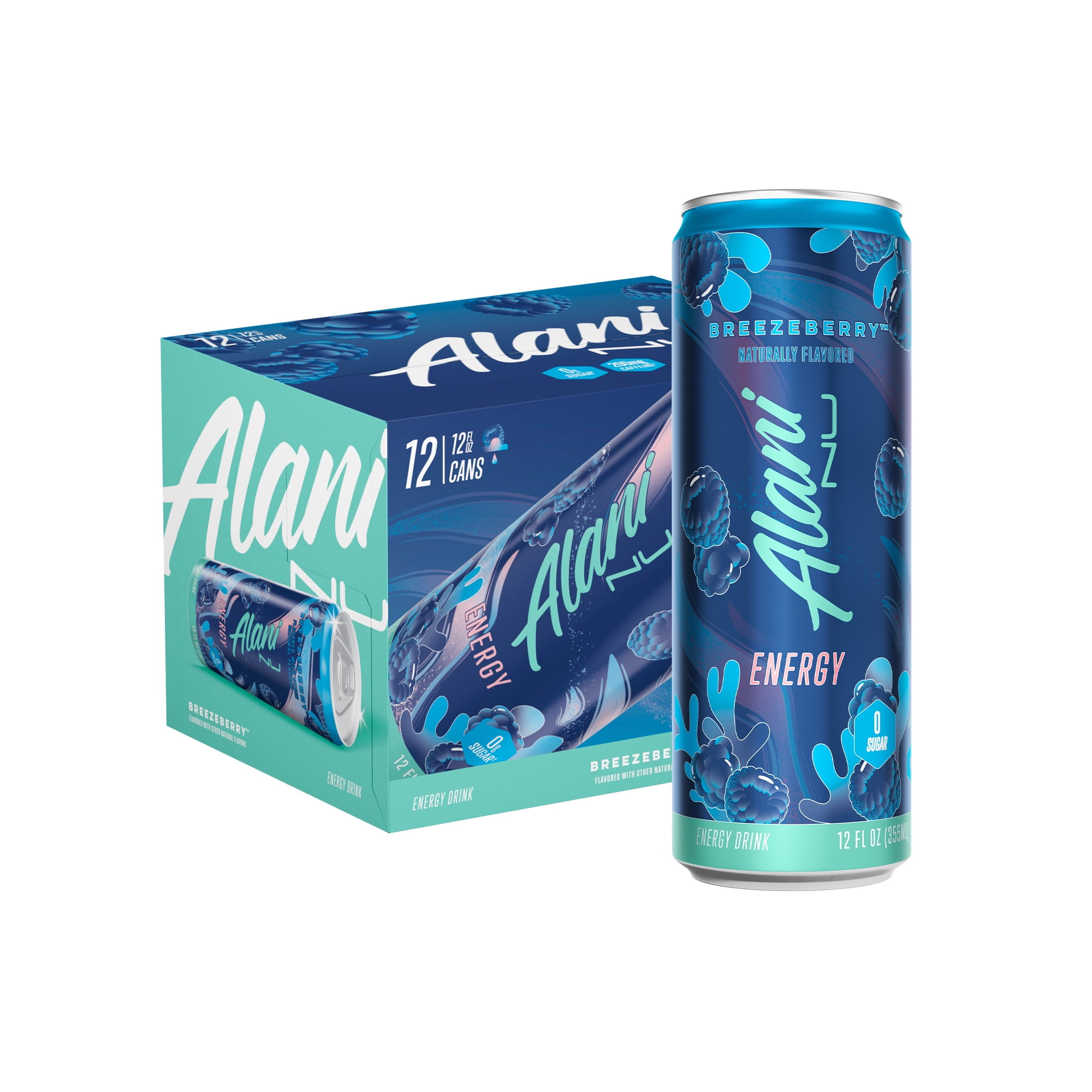 Alani Nu Sugar Free Energy Drink, Breezeberry, 12 fl oz, 12 Pack, Cans, 200mg Caffeine