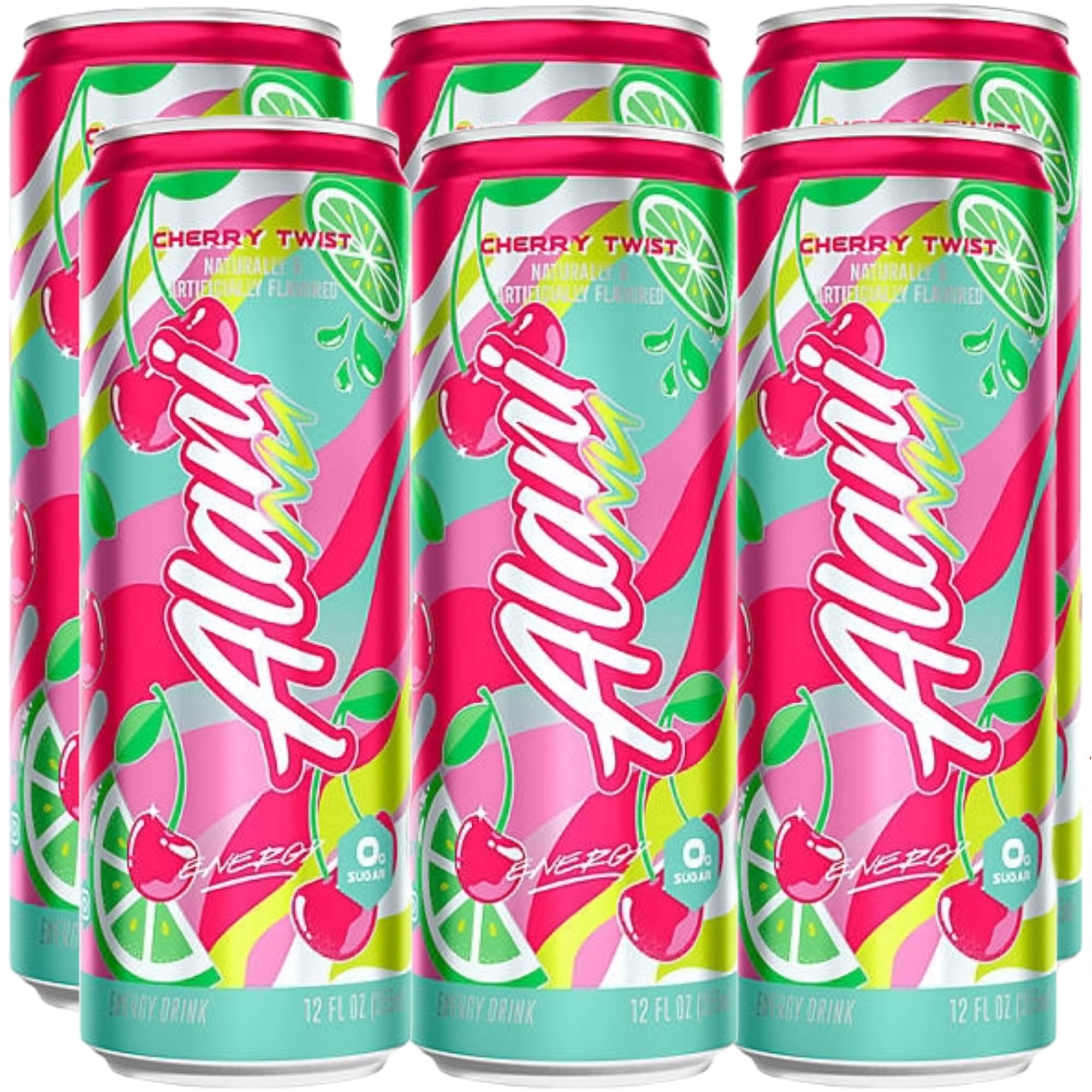Alani Nu Energy Drink Cherry Twist 12 Ounce Cans Pack of 6 with