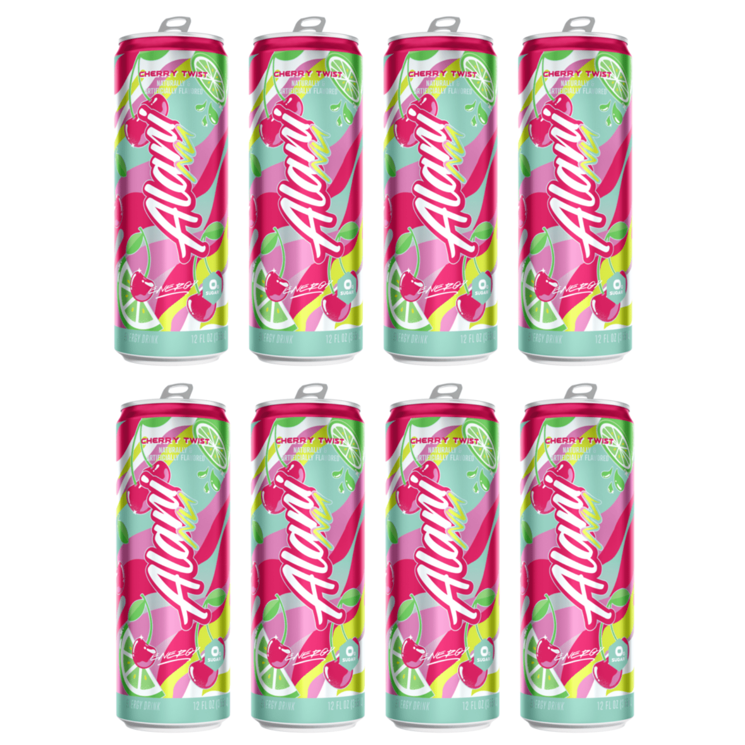 Alani Nu Energy Drink Cherry Twist Flavor 12 fl oz Cans, 8 Pack Low Calorie Sugar Free Energy Beverage