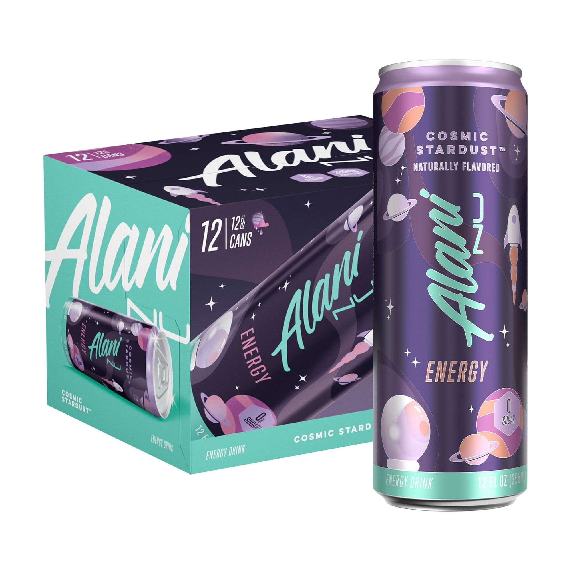 Alani Nu Sugar Free Energy Drink, Cosmic Stardust, 12 fl oz, 12 Pack, Cans, 200mg Caffeine