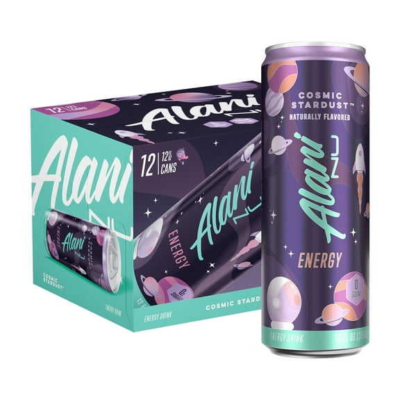 Alani Nu Sugar Free Energy Drink, Cosmic Stardust, 12 fl oz, 12 Pack, Cans, 200mg Caffeine