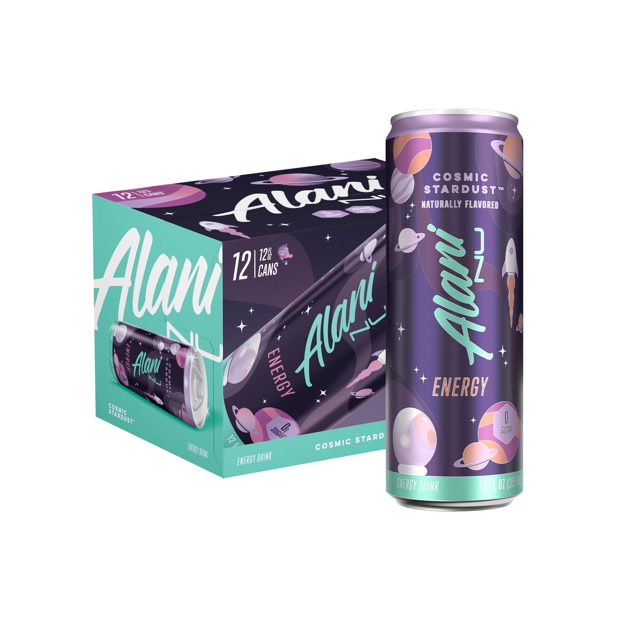 Alani Nu Sugar Free Energy Drink, Cosmic Stardust, 12 fl oz, 12 Pack, Cans, 200mg Caffeine