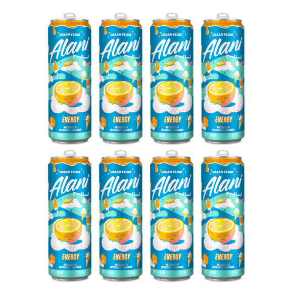 Alani Nu Energy Drink Dream Float Creamsicle Inspired Flavor 12 fl oz Cans, 8 Pack Low Calorie Sugar Free Beverage
