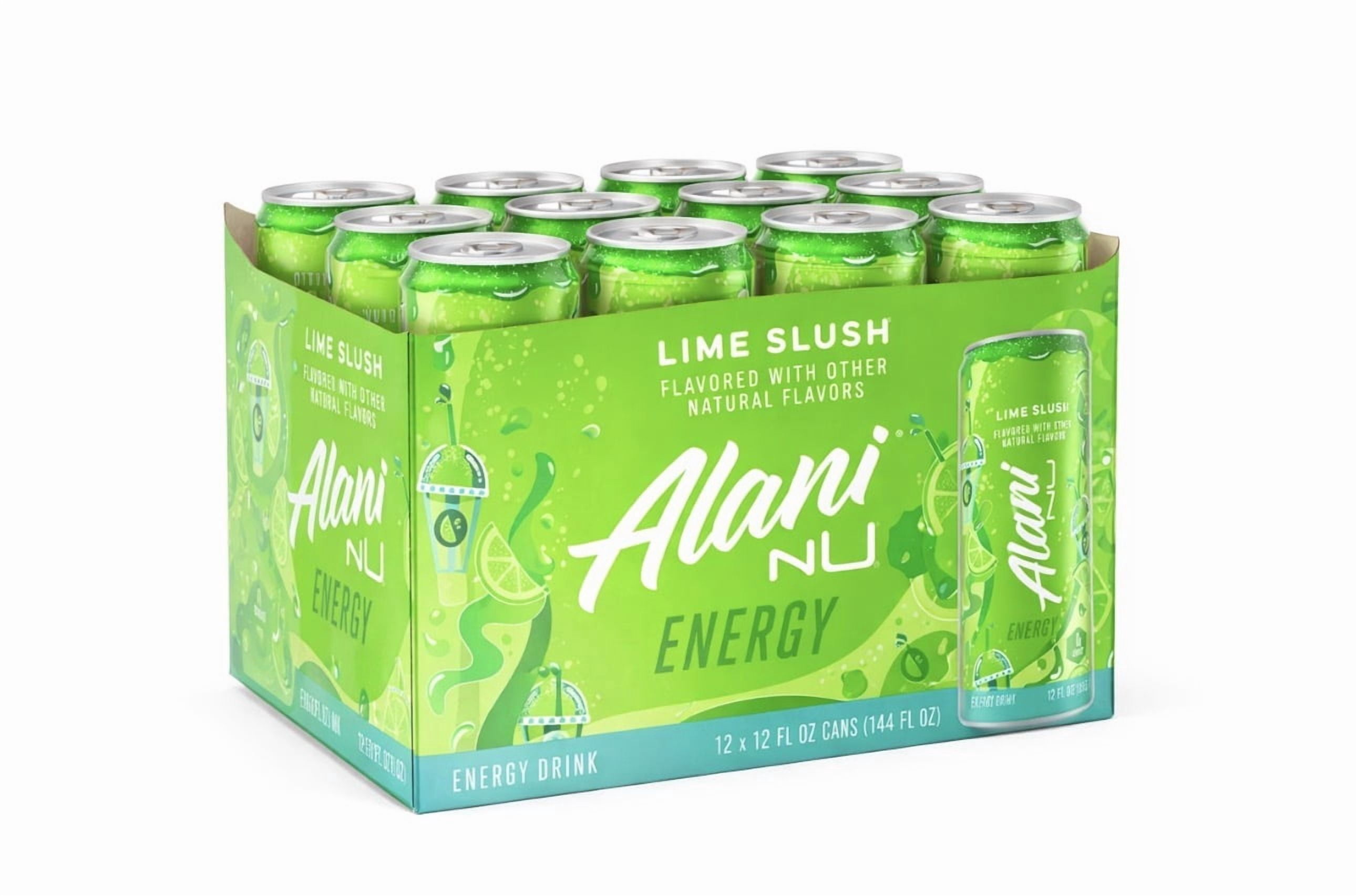 Alani Nu Energy Drink, Lime Slush Flavor, 12 Pack (12fl oz Cans), Sugar Free, Low Calories, 200mg Caffeine