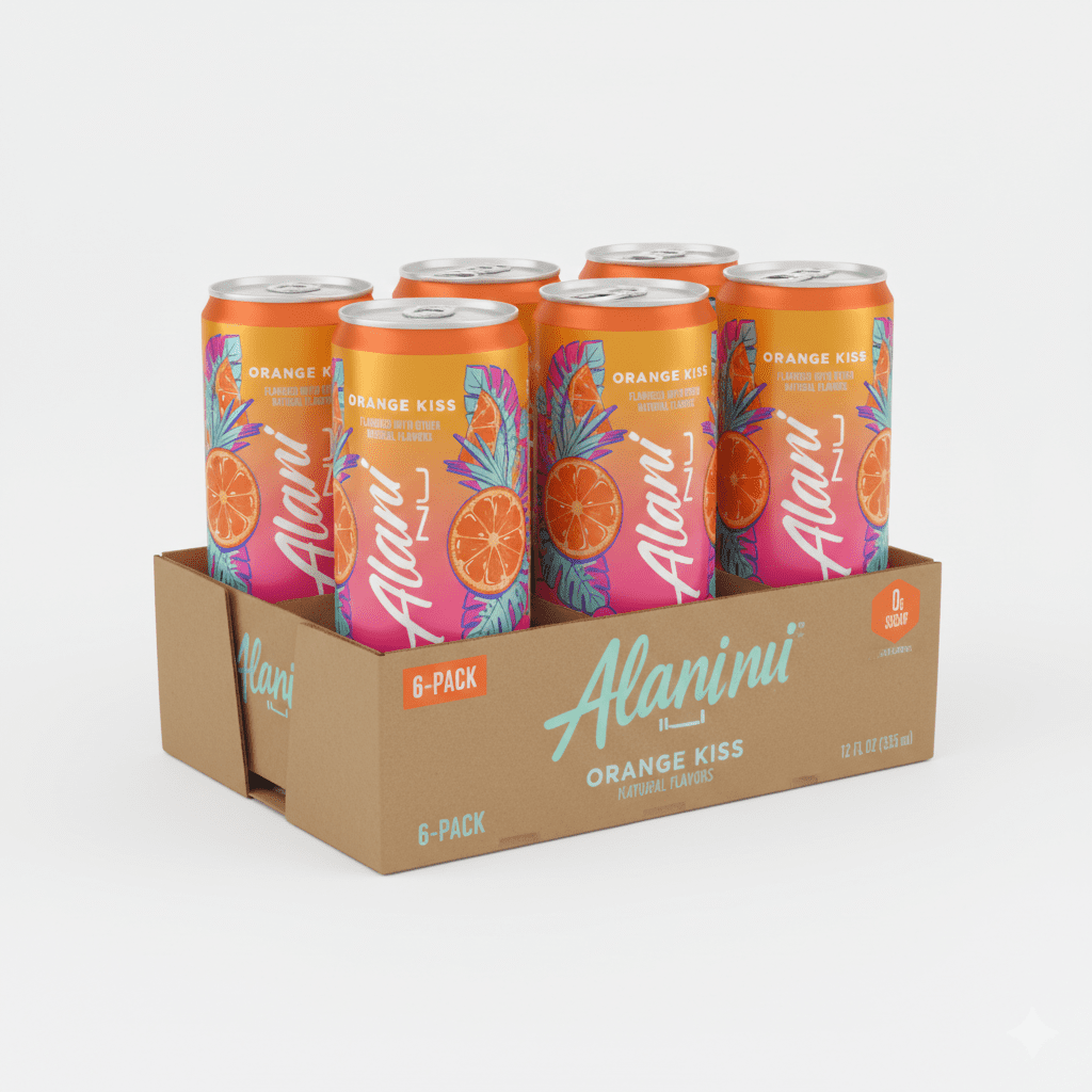 🍊 Alani Nu Energy Drink, Orange Kiss, 12 oz Cans, 6-Pack – Bright Citrus Flavor & Smooth Energy Boost ⚡