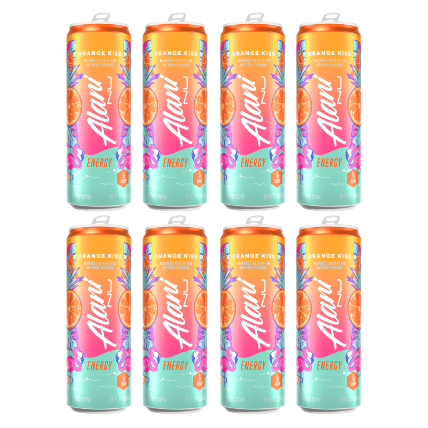 Alani Nu Energy Drink Orange Kiss Flavor 12 fl oz Cans, 8 Pack Low Calorie Sugar Free Energy Beverage